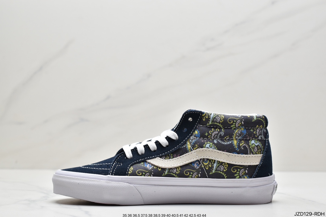 Vans Sk8-Mid Vans official haze blue checkerboard retro mid-top canvas vulcanized skateboard shoes VN0A391FOQN