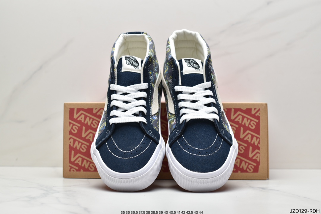 Vans Sk8-Mid Vans official haze blue checkerboard retro mid-top canvas vulcanized skateboard shoes VN0A391FOQN