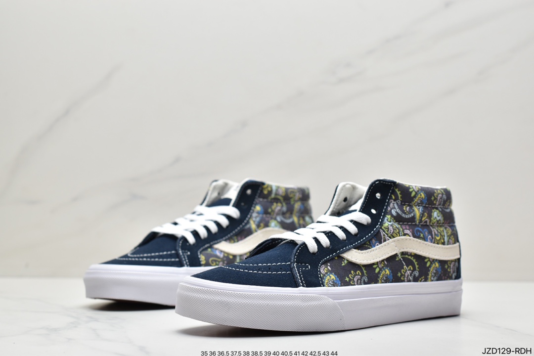 Vans Sk8-Mid Vans official haze blue checkerboard retro mid-top canvas vulcanized skateboard shoes VN0A391FOQN