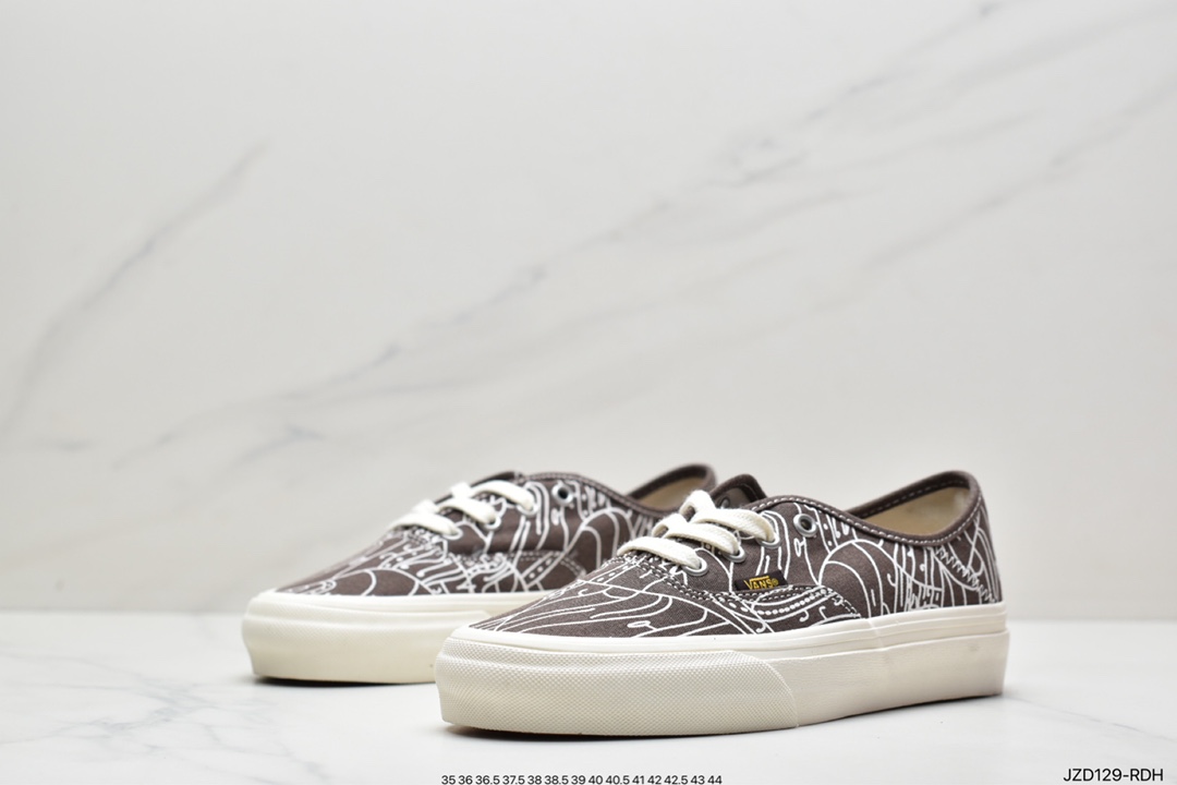 Vans Authentic 44DX Vans Official Environmental Protection Series Brown Printed Low Top Sneakers