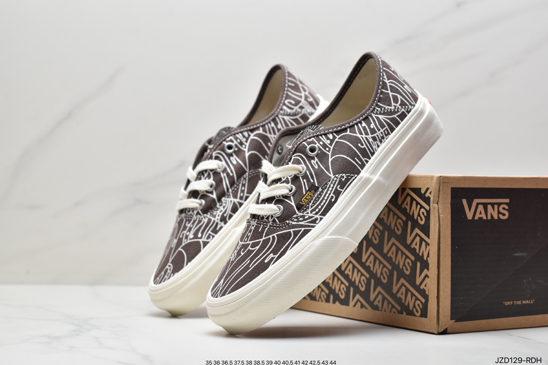 Vans Authentic 44DX Vans Official Environmental Protection Series Brown Printed Low Top Sneakers