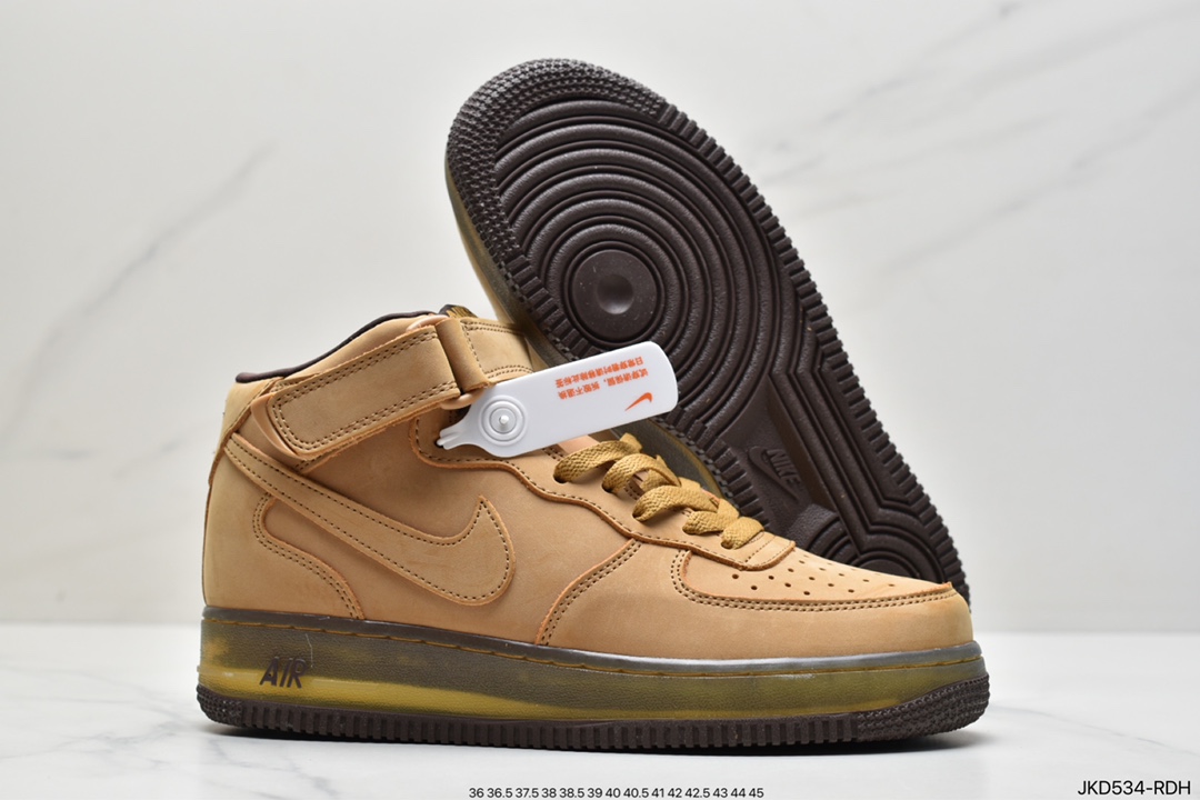 160 nike Air Froce 1 Mid 07 PRM Wheat Flax 小麦色空军一号中帮 715889-200