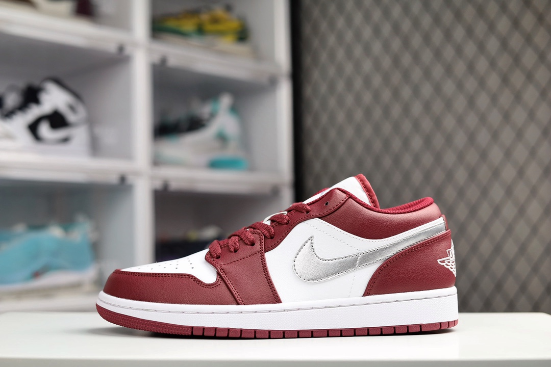 H0 Air Jordan AJ1 Low 酒红 原厂内置气垫魔块 A模大底 头层小牛皮 鞋舌AJ原厂专用牛津布+AJ专用反口珍珠布+原厂无杂质高弹内里海棉+特殊封边弹力鞋带