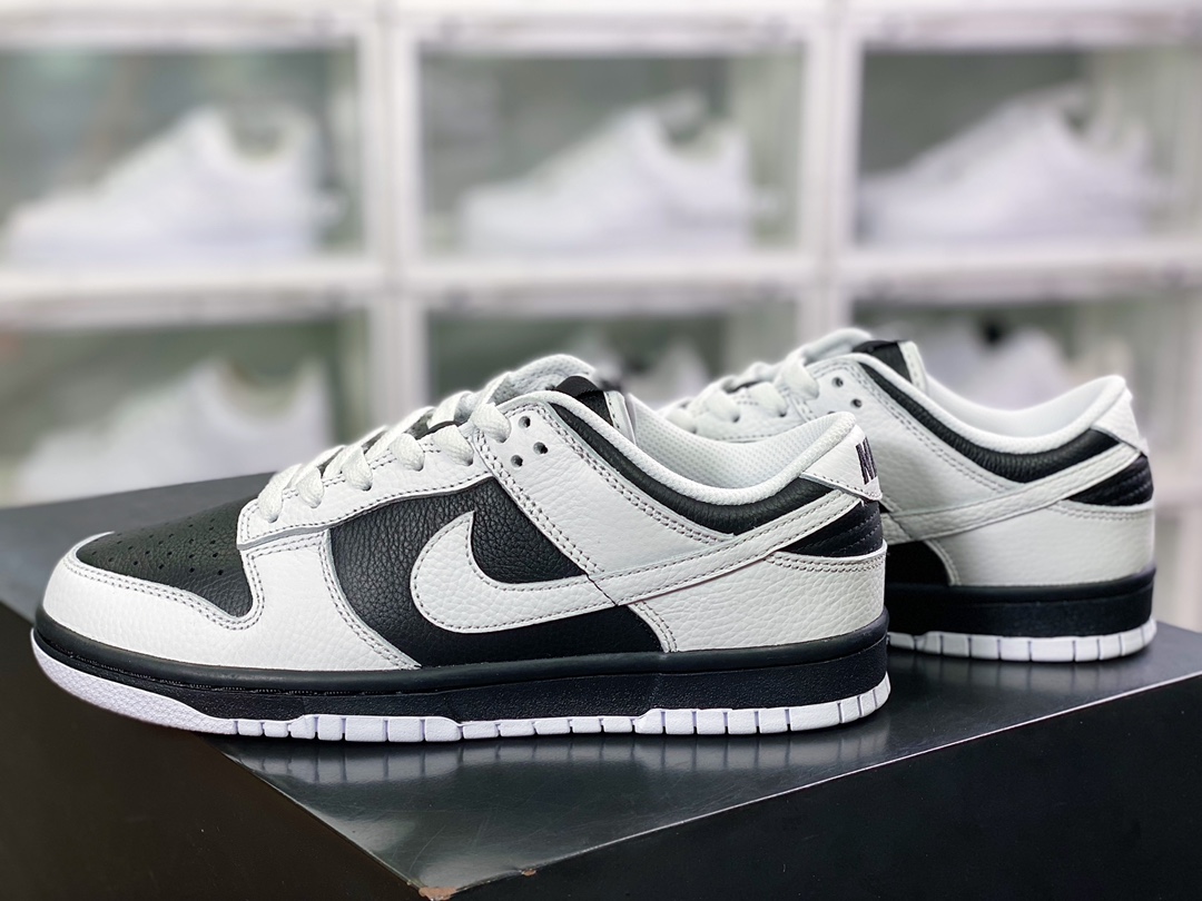 300 耐克 WMNS SB Dunk Low”White/Black”扣篮系列低帮休闲运动滑板板鞋“皮革白黑钩子”DD1503-113