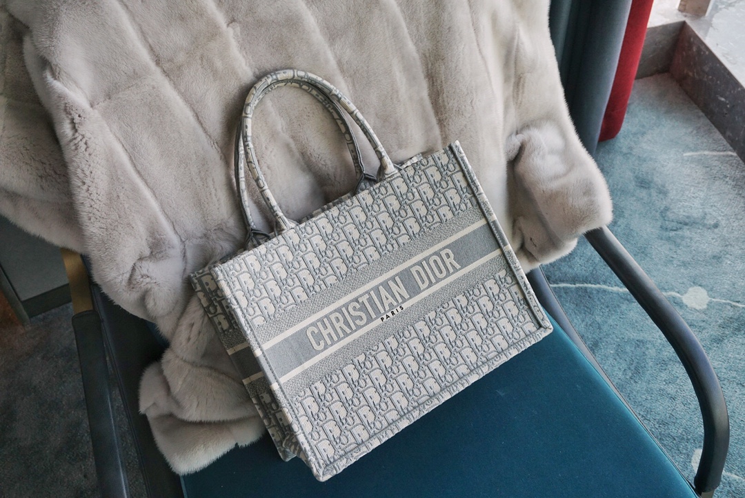 Dior Book Tote Handbags Tote Bags Grey Canvas