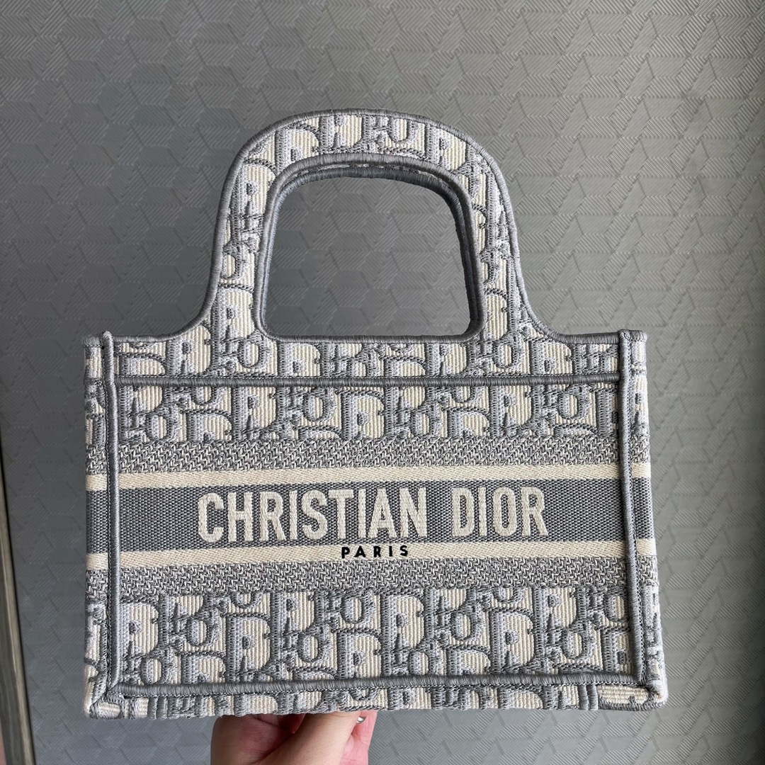 Dior Book Tote Handbags Tote Bags Grey Mini