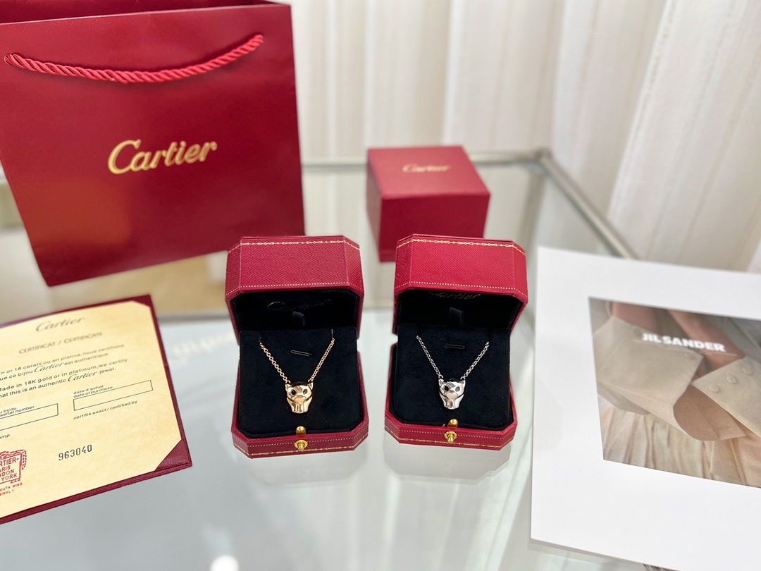 新款☑️卡地亚Cartier丛林系列 光面豹子头🐆项链