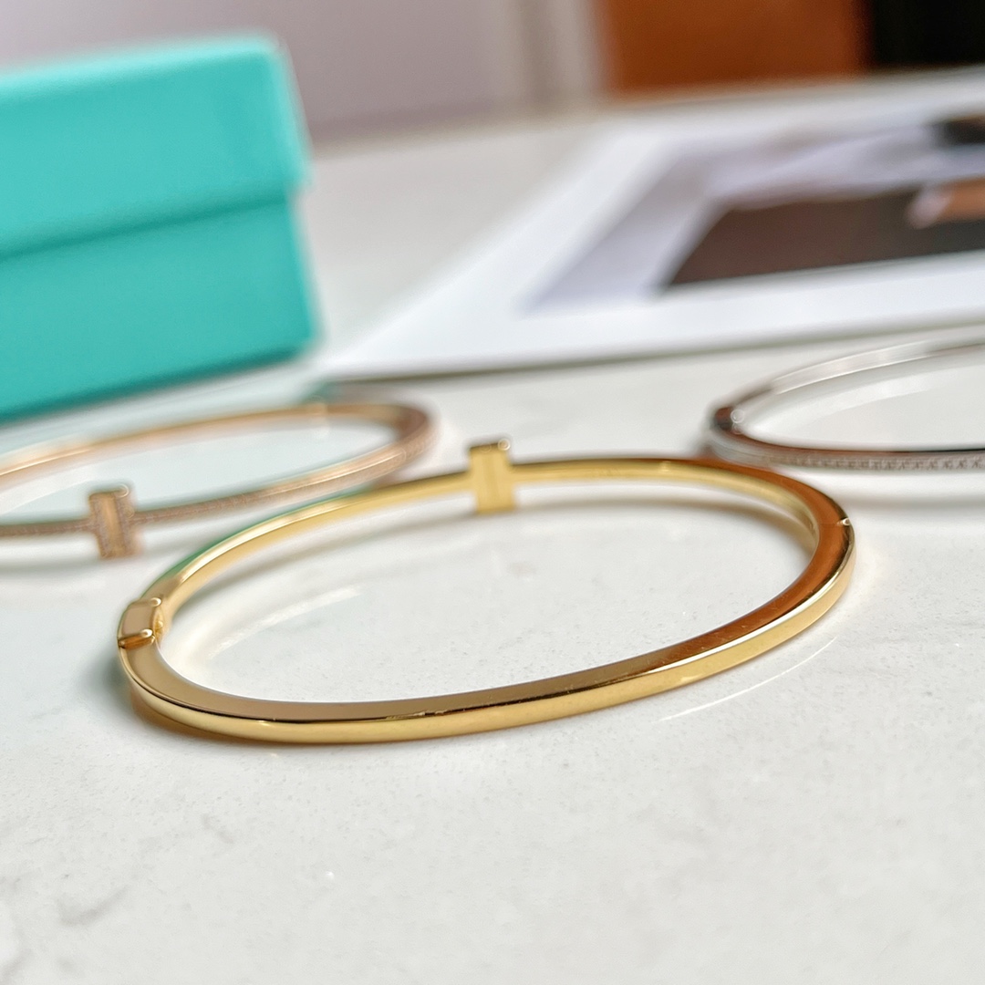 Tiffany&co 蒂芙尼 经典款T字系列满钻双T手镯