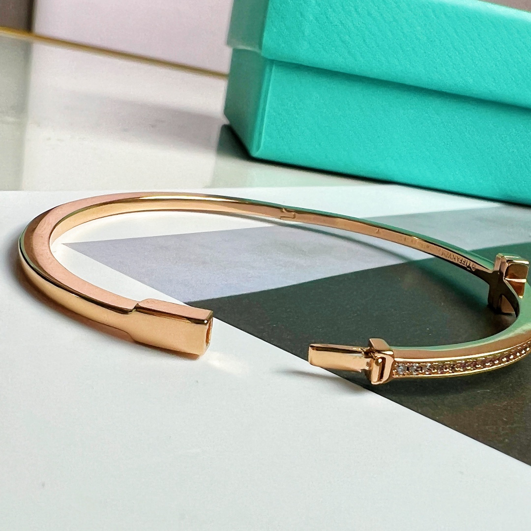 Tiffany&co 蒂芙尼 经典款T字系列满钻双T手镯