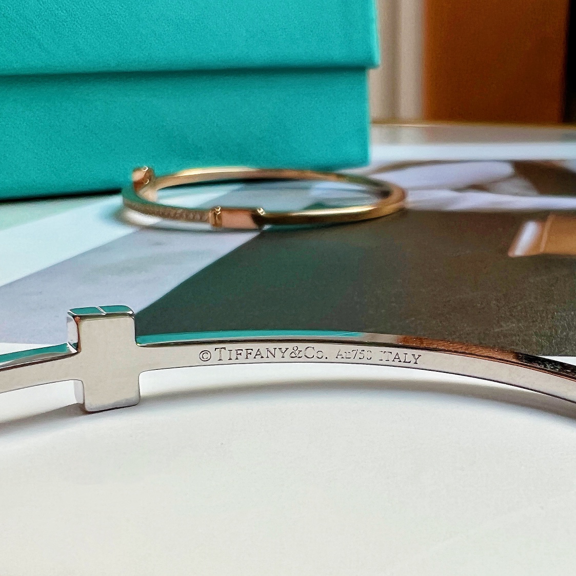 Tiffany&co 蒂芙尼 经典款T字系列满钻双T手镯