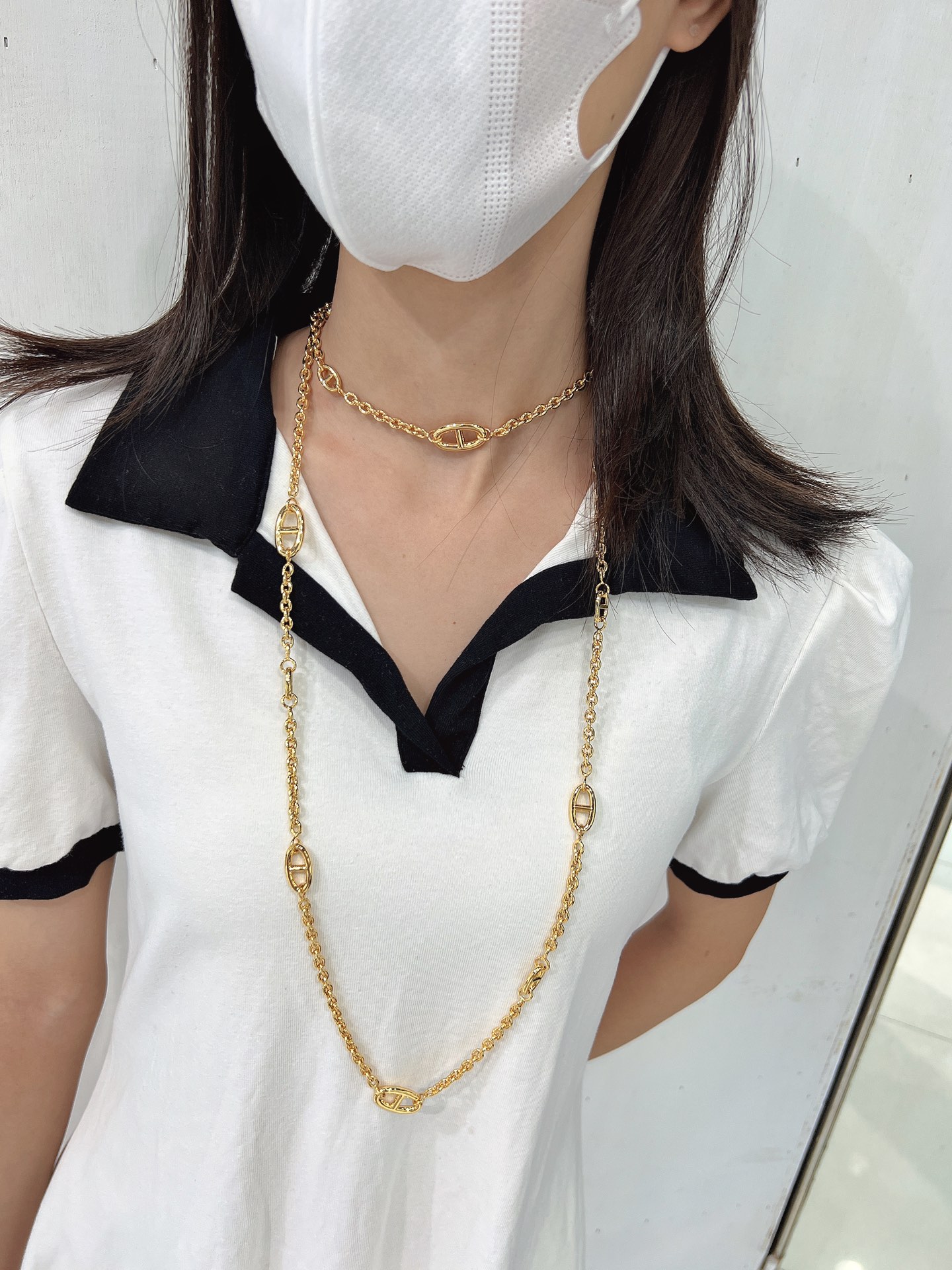 Collar Hermes Chaine d Ancre metal dorado 120cm