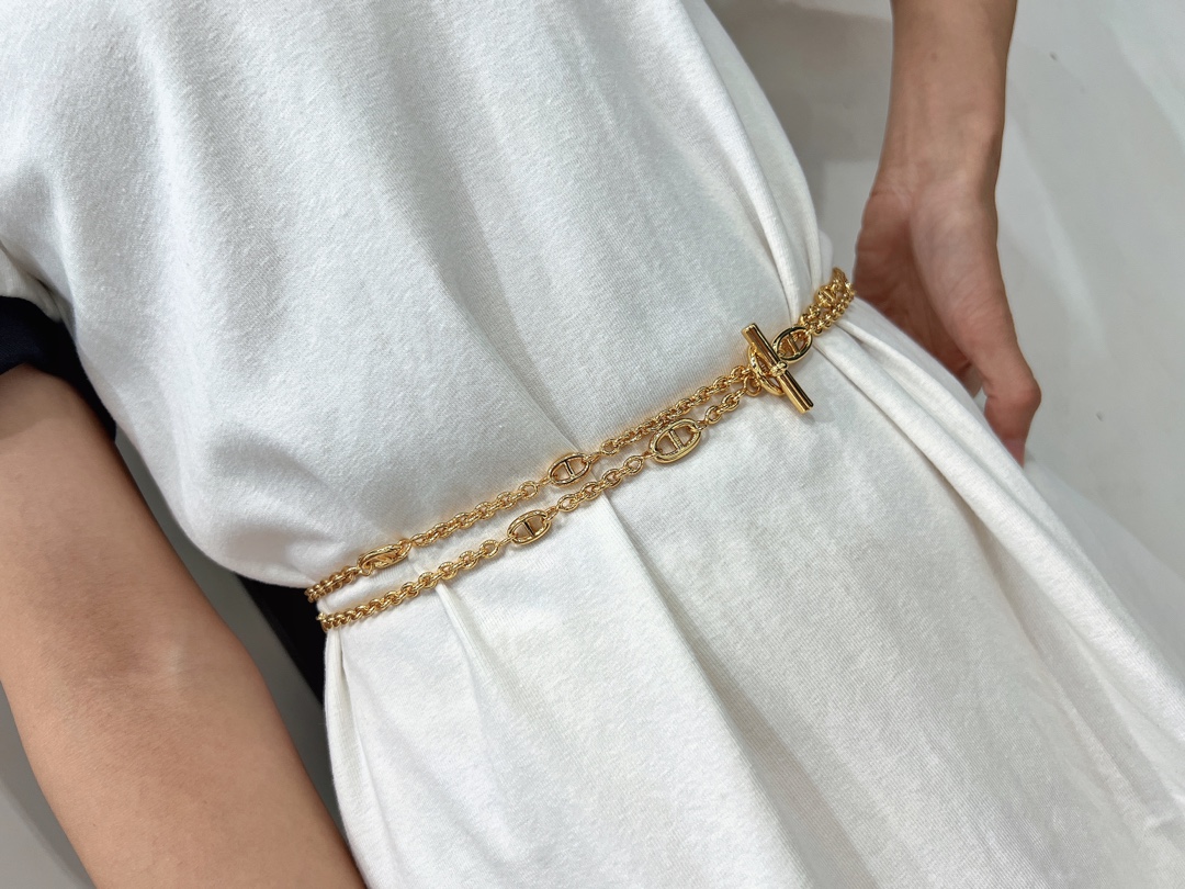 Collar Hermes Chaine d Ancre metal dorado 120cm