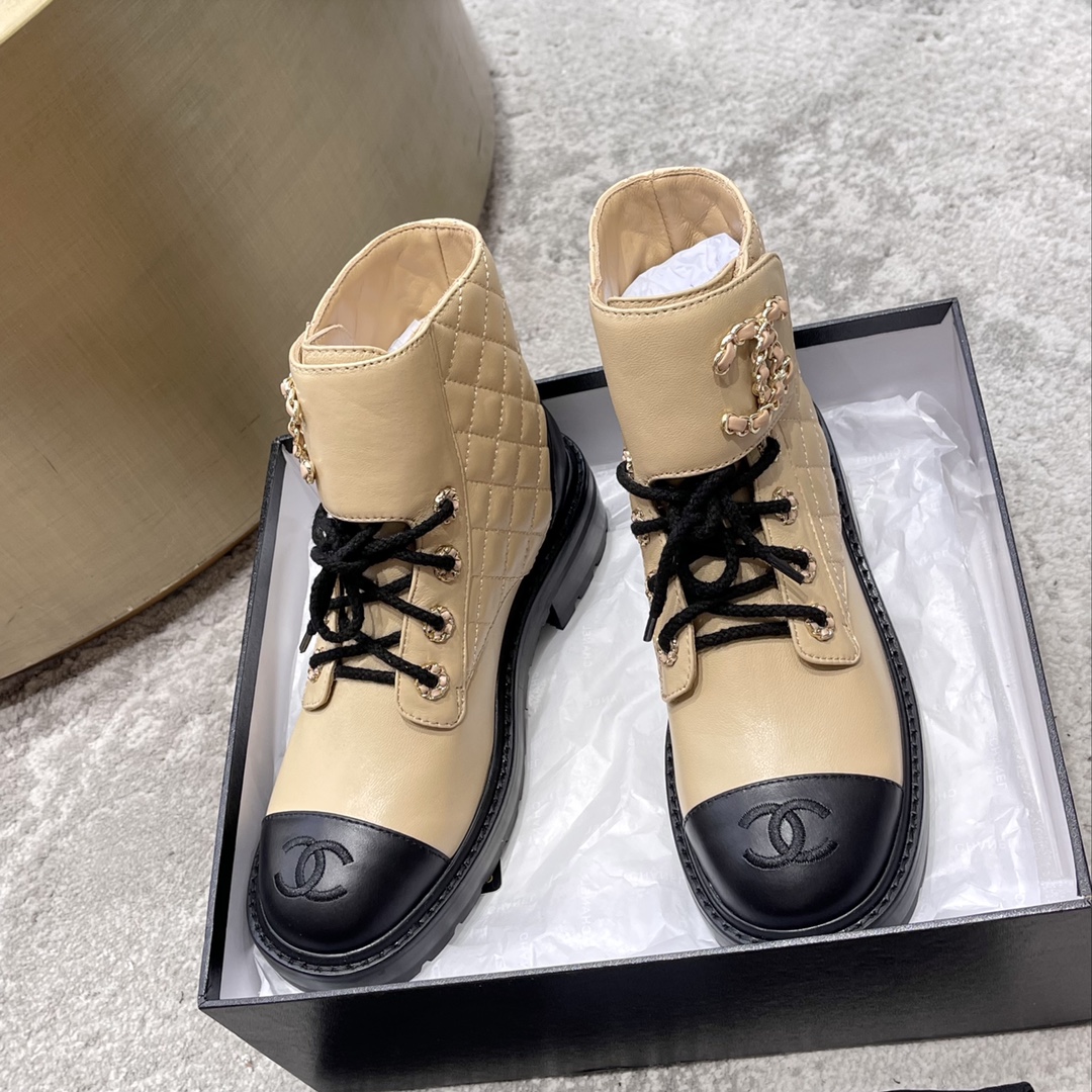 CHANEL Bottes femme automne-hiver, sans lacets, bottes droites, bottes cavalières, semelle extérieure en cuir véritable d'Italie