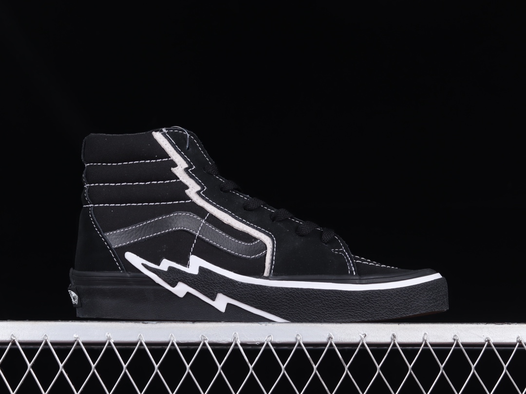 vans sk8-hi bolt 範斯官方正品閃電黑武士 經典全黑帆布高幫休閒板鞋