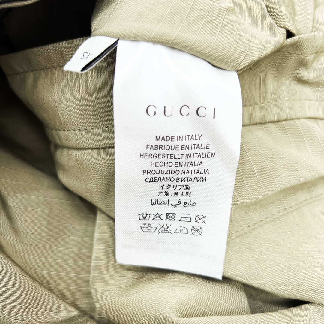 GUCCI/古驰 22FW红绿织带双面风衣连帽外套