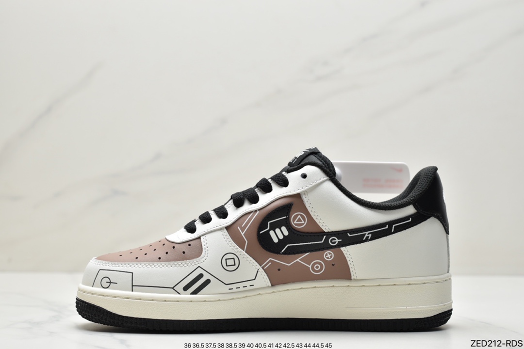 260 官方爆款定制 PS5电玩主题Nike Air Force 1 Low’07 黑涂鸦空军一号低帮休闲板鞋 CW2288-222