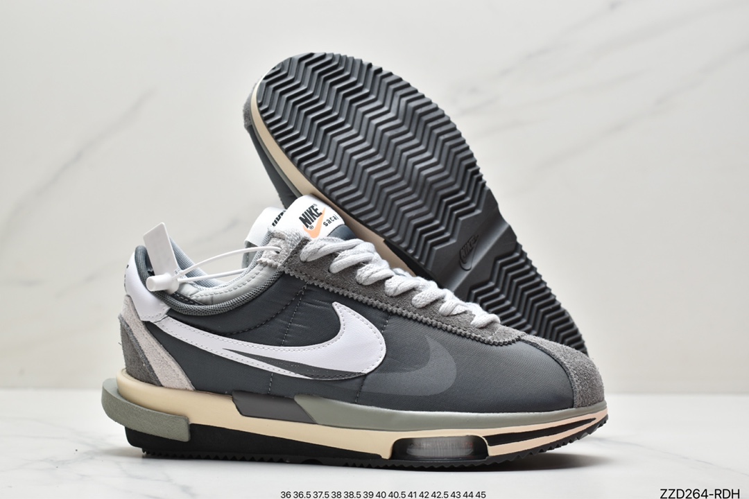 250 Sacai x Air Zoom Cortez SP 4.0”Grey White”4.0系列改良阿甘低帮解构慢跑鞋DQ0581-001