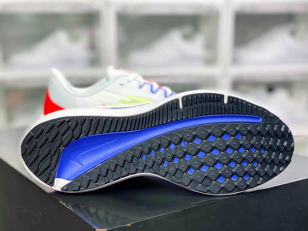 200 Air Winflo 9 温弗洛9代低帮贾卡面料轻盈透气休闲运动跑步鞋“网织白宝蓝荧光绿桃红”DX3355-100