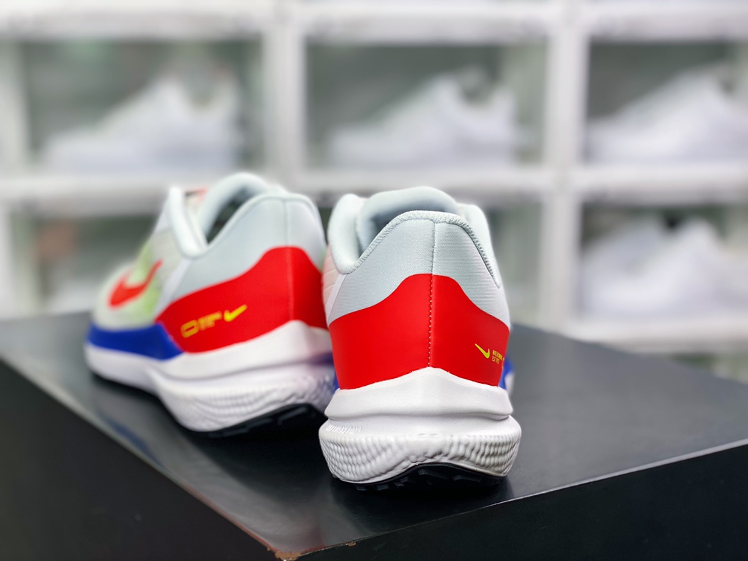 200 Air Winflo 9 温弗洛9代低帮贾卡面料轻盈透气休闲运动跑步鞋“网织白宝蓝荧光绿桃红”DX3355-100