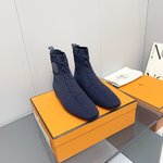 Best Replica Quality
 Hermes Sock Boots Calfskin Cowhide Genuine Leather Knitting Rubber