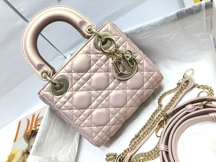 Dior Lady Handbags Crossbody & Shoulder Bags Pink Embroidery Chains