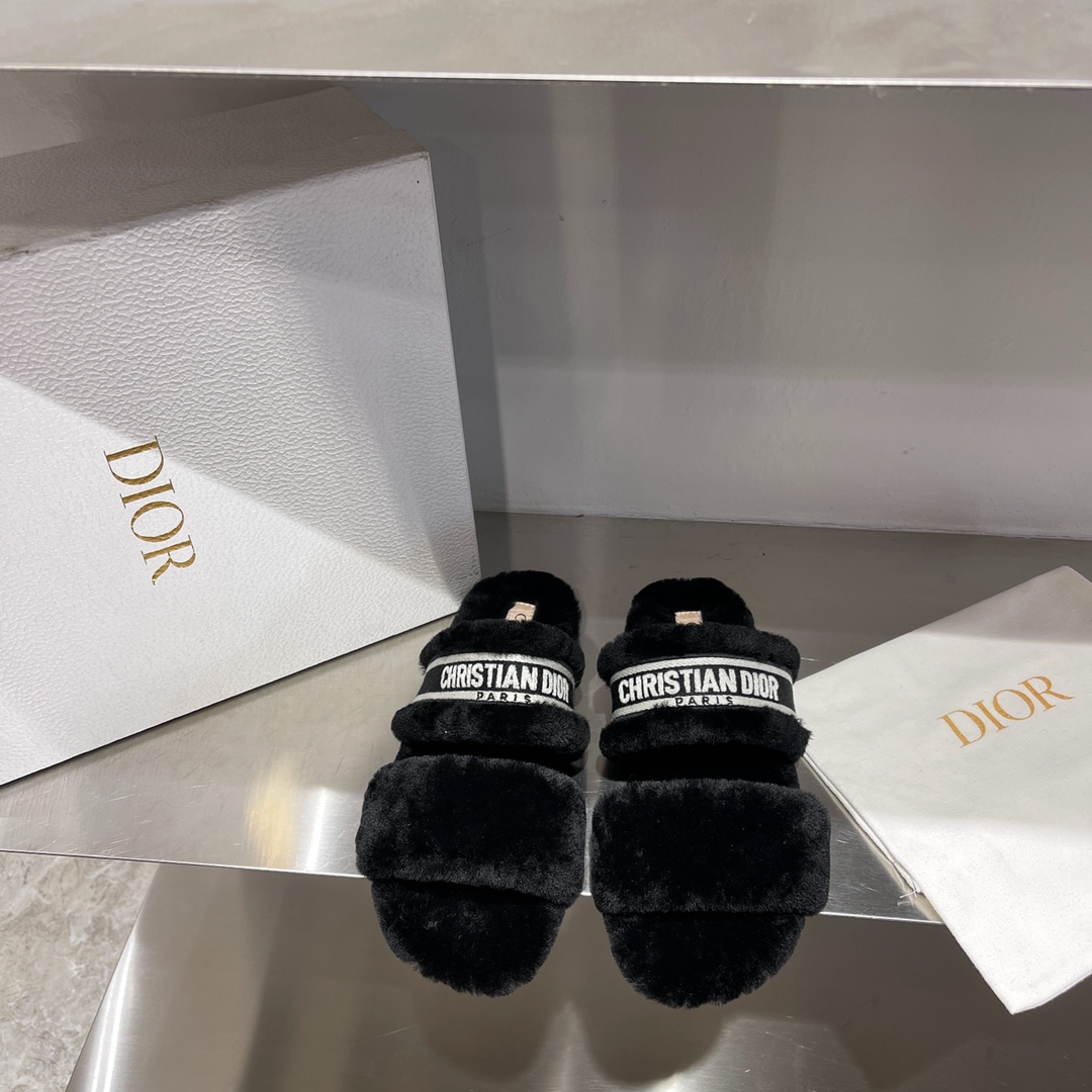 Dior AAA
 Shoes Slippers Cotton Genuine Leather Wool Fall/Winter Collection