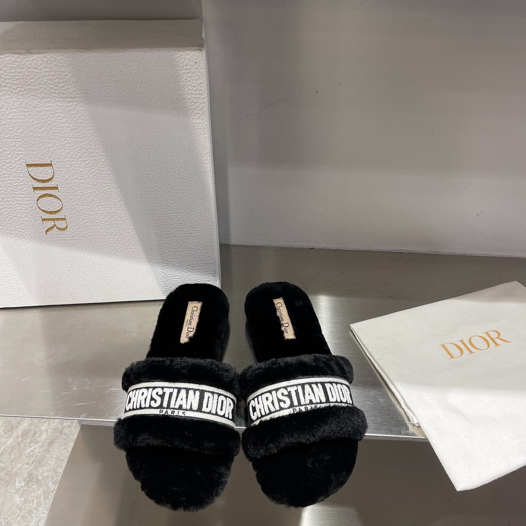 Dior AAA
 Shoes Slippers Cotton Genuine Leather Wool Fall/Winter Collection