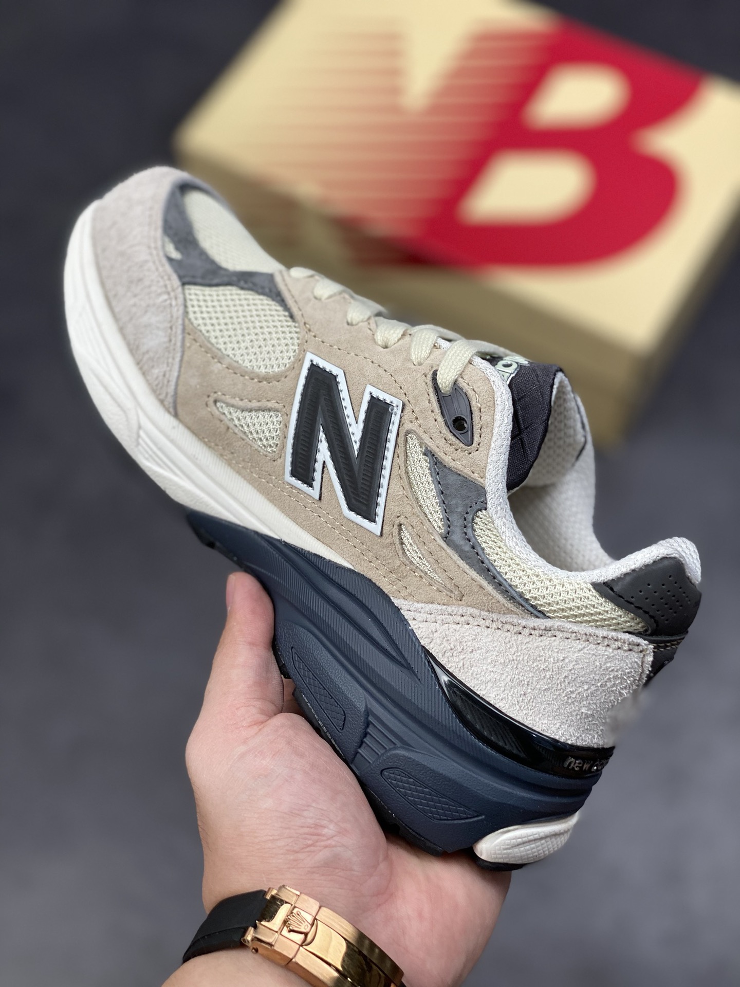 New Balance 990 V3 Beige American Official Retro Casual Sports Jogging Shoes M990AD3