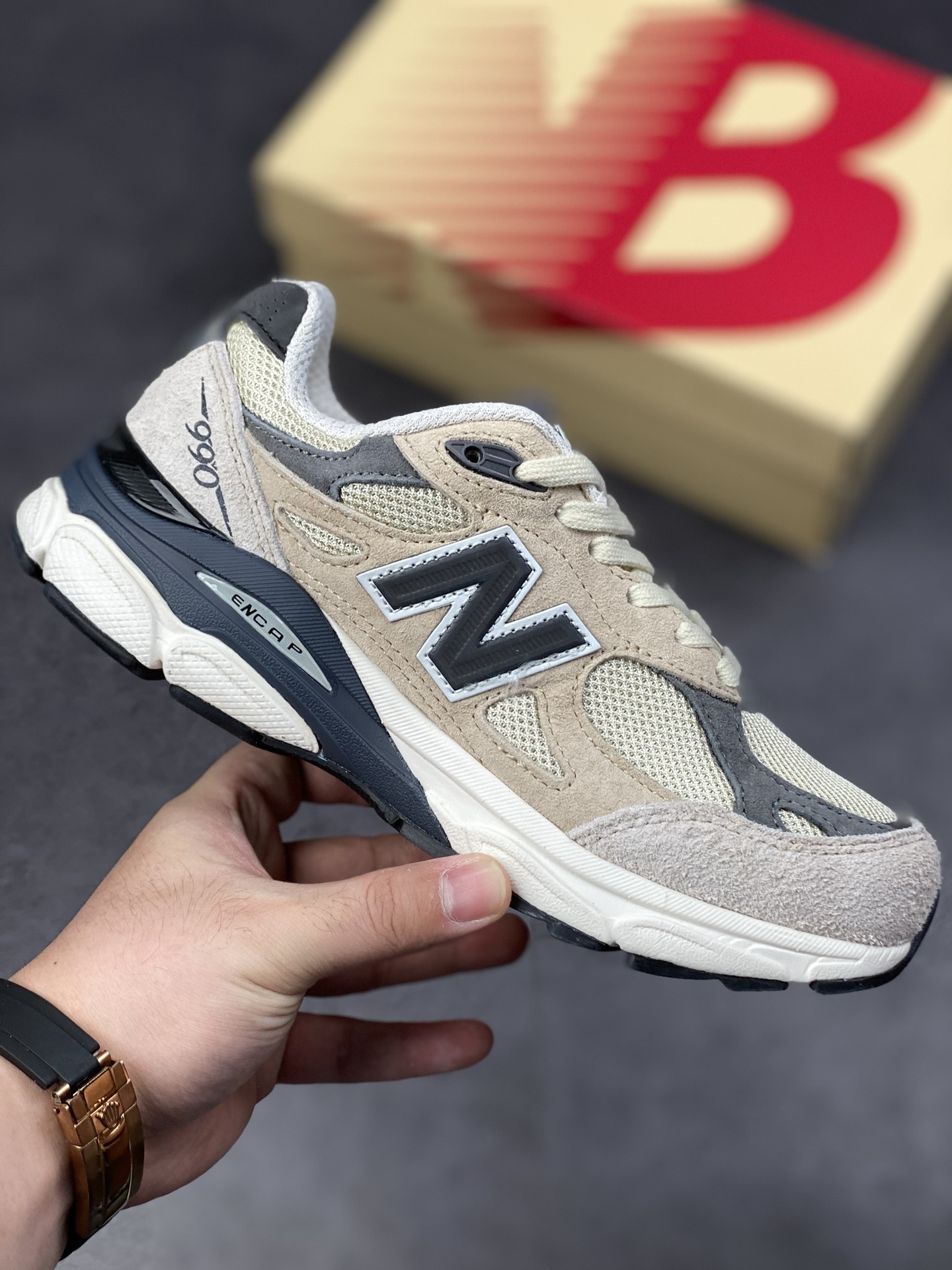 New Balance 990 V3 Beige American Official Retro Casual Sports Jogging Shoes M990AD3