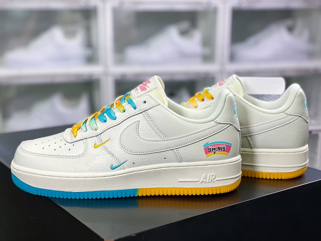 200  Air Force 1’07 Low QS”Sail/Yellow/Blue/San Antonio Spurs”空军一号经典低帮百搭休闲运动板鞋SA5696-123