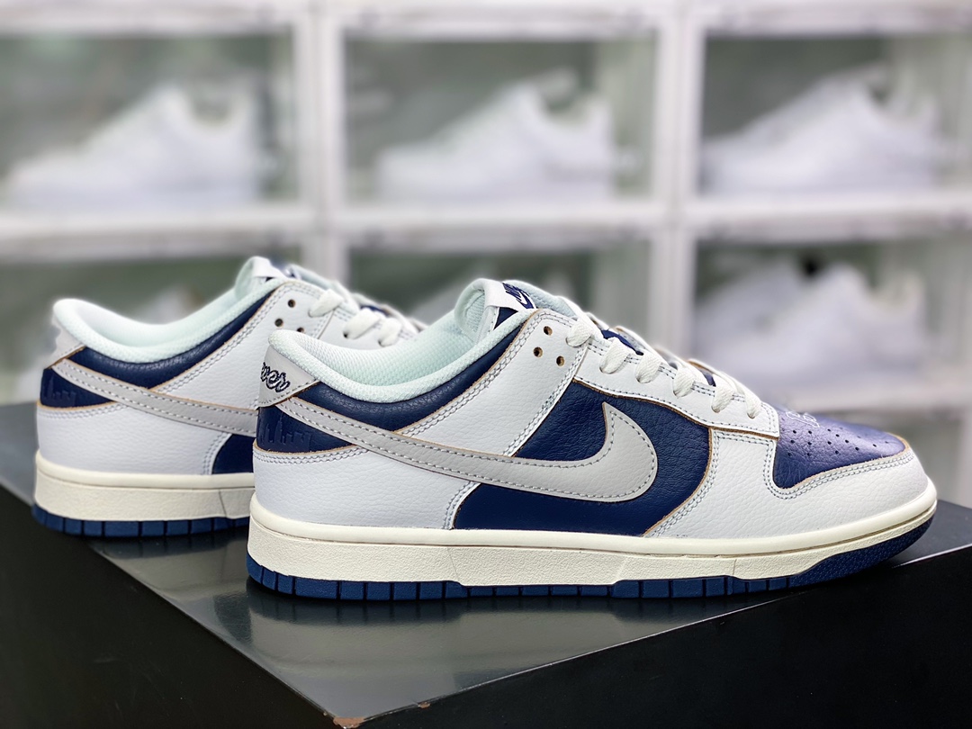 Joint San Francisco street brand HUF x SB Dunk Low ”New York” dunk series low-top sneakers ”leather white navy blue Jinshan” FD8775-100