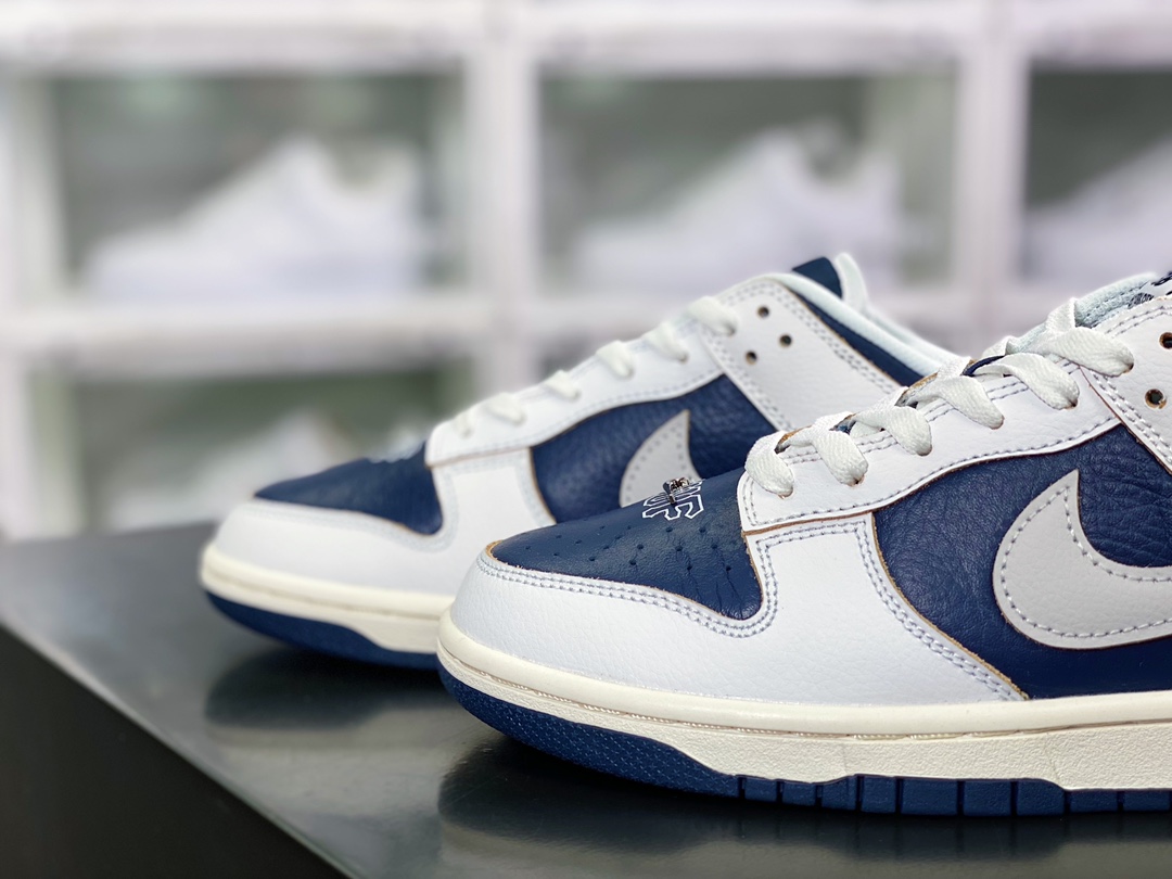 Joint San Francisco street brand HUF x SB Dunk Low ”New York” dunk series low-top sneakers ”leather white navy blue Jinshan” FD8775-100