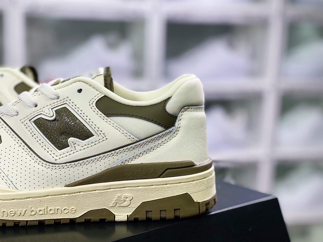 Aimé Leon Dore x NB P550 Basketball ”UNIFORM” series classic retro low top leather milk white olive dark green BB550AD1