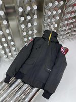 Canada Goose Clothing Down Jacket Black Hooded Top