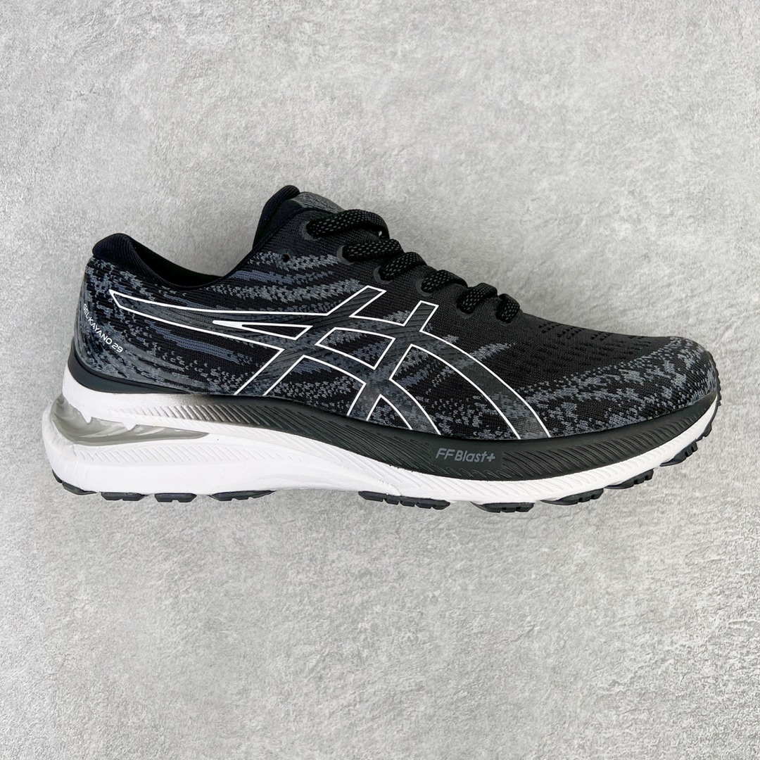 💰170 ASICS GEL-KAYANO 29 亚瑟士缓震保护防滑耐磨透气低帮马拉松跑步鞋 鞋面采用工程弹性针织鞋面 为跑者提供良好的穿着透气性、舒适性和支撑性 外置后跟稳定片 舒适包覆双脚 并提供有力支撑 全新FF Blast Plus中底科技 在保持鞋款轻量 缓震的同时带来舒适的脚感 科技解析 GEL缓震胶 鞋后跟可视GEL缓震胶 为足跟提供更加充分的冲击防护 尺码：36 37 37.5 38 39 39.5 40 40.5 41.5 42 42.5 43.5 44 44.5 45 编码：Qby2936040-运动鞋