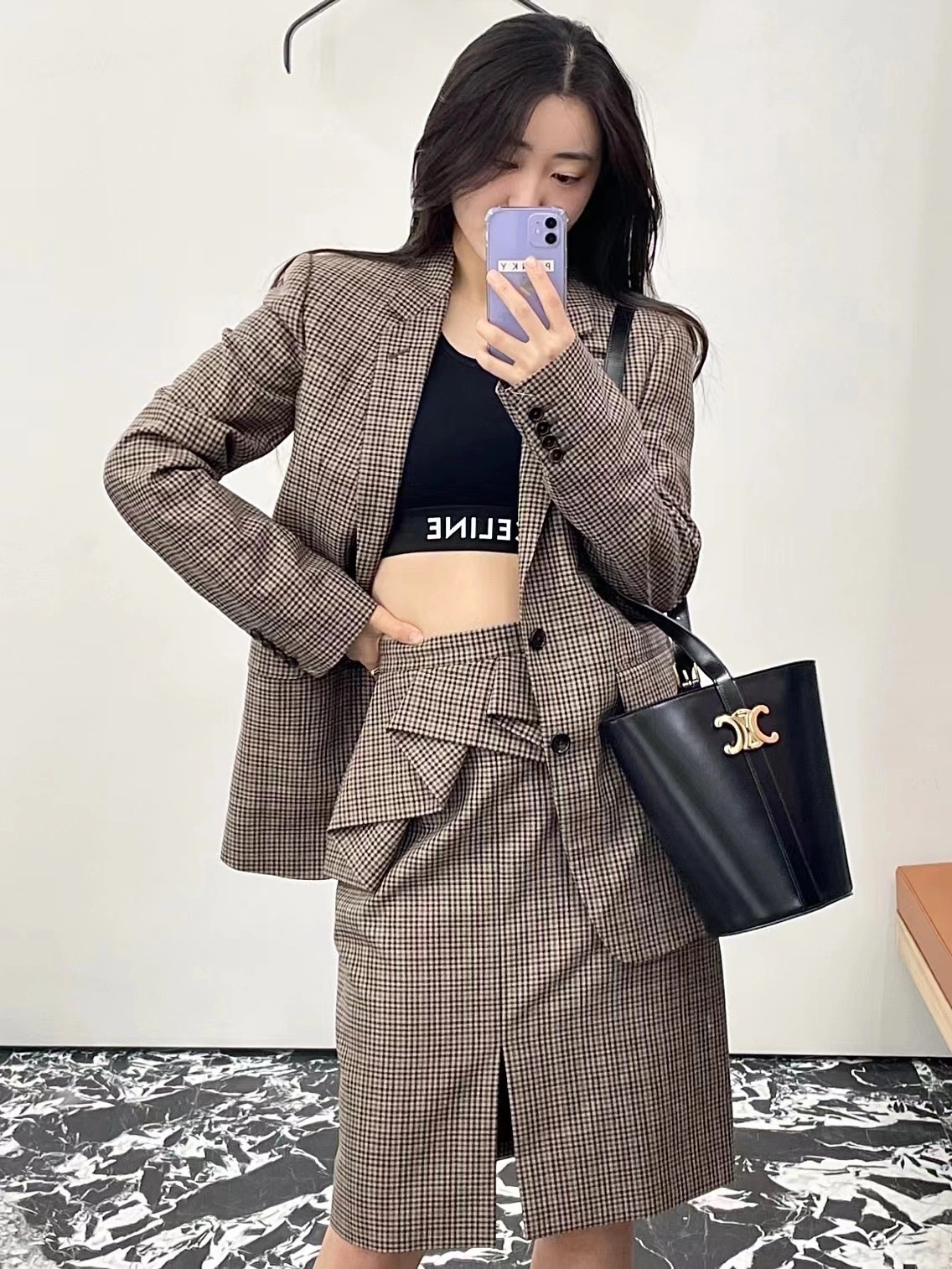 CELINE BUCKET TRIOMPHE 25CM 水桶包 199913黑色