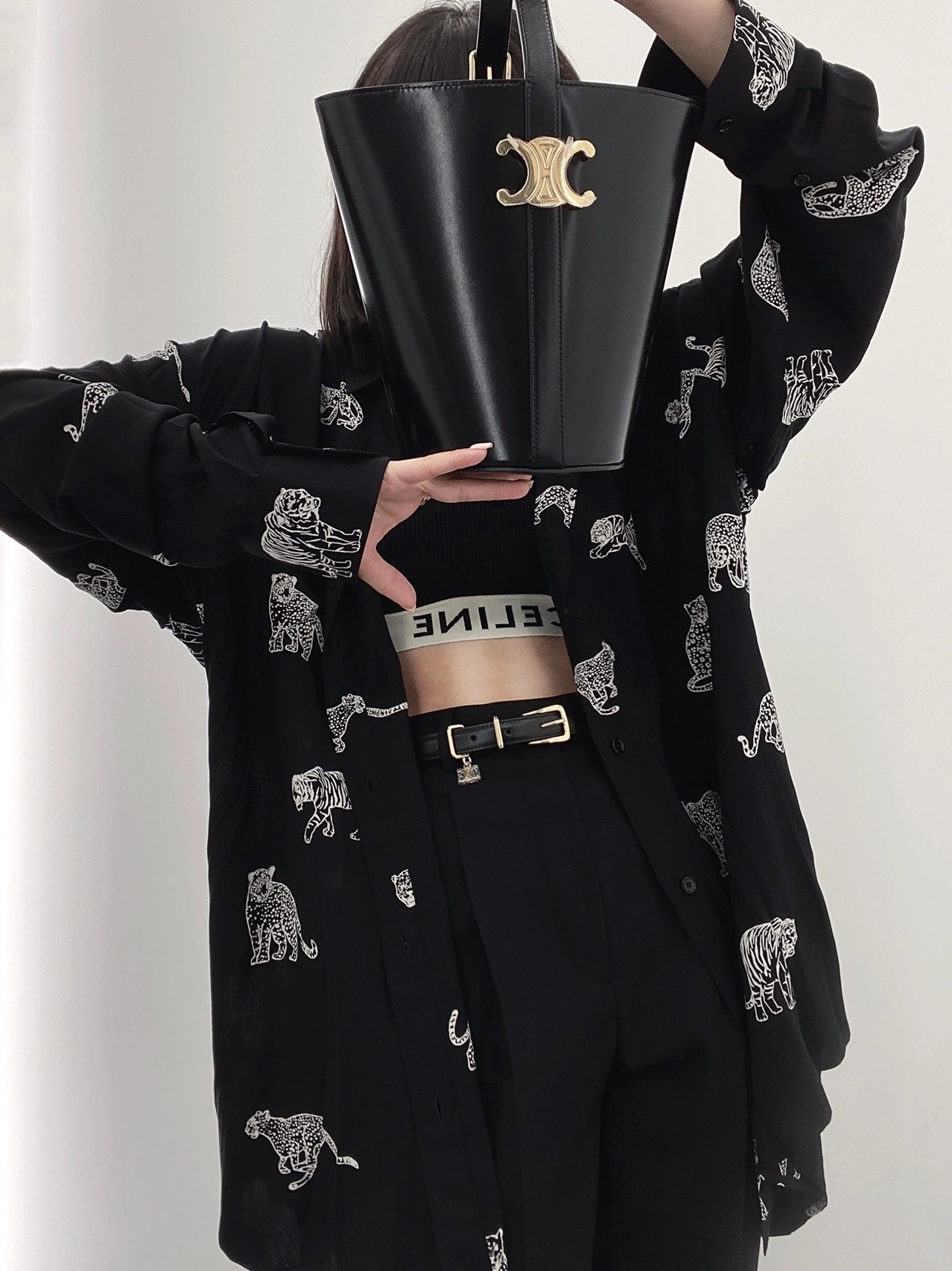 CELINE BUCKET TRIOMPHE 25CM 水桶包 199913黑色