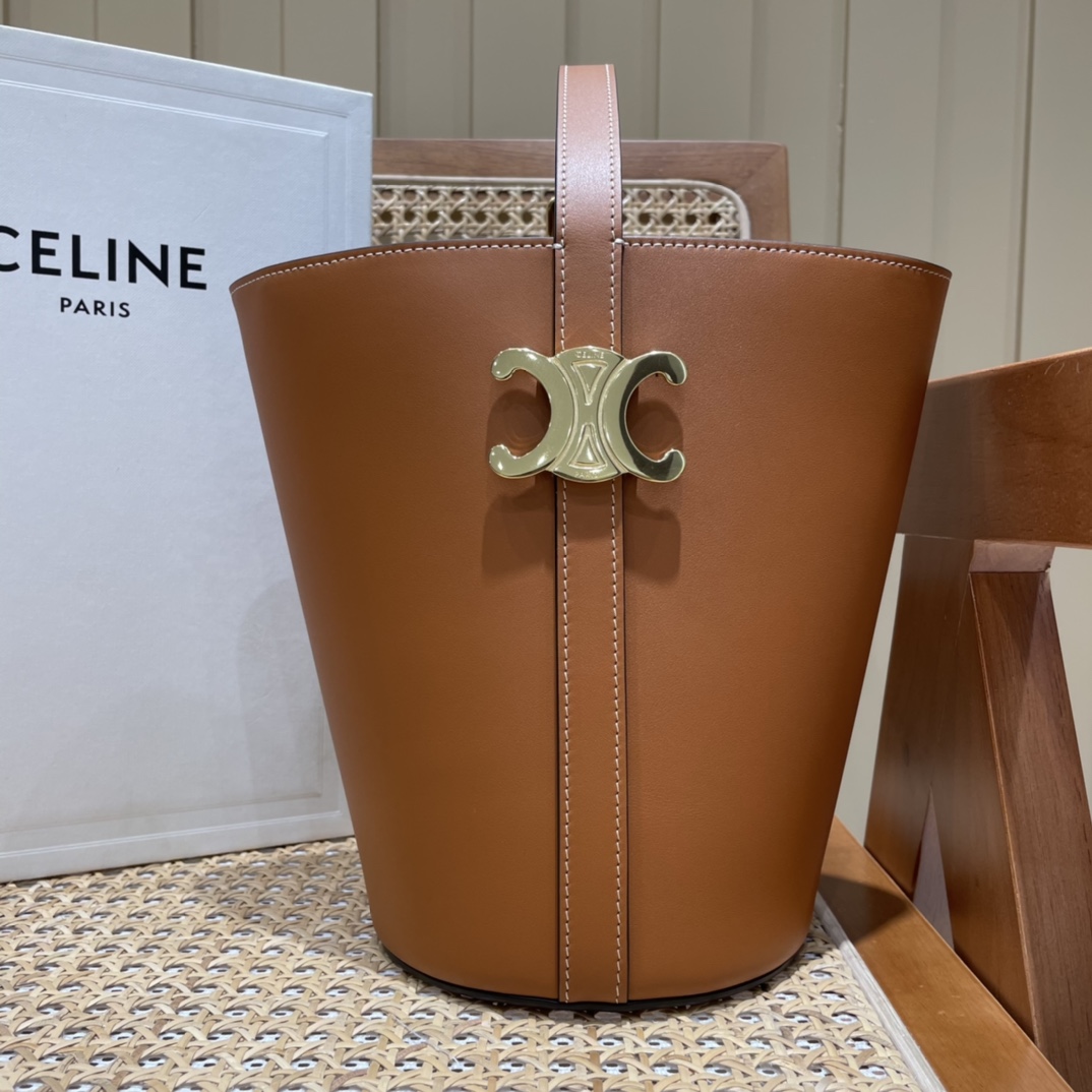 CELINE BUCKET TRIOMPHE 25CM 水桶包 199913焦糖色