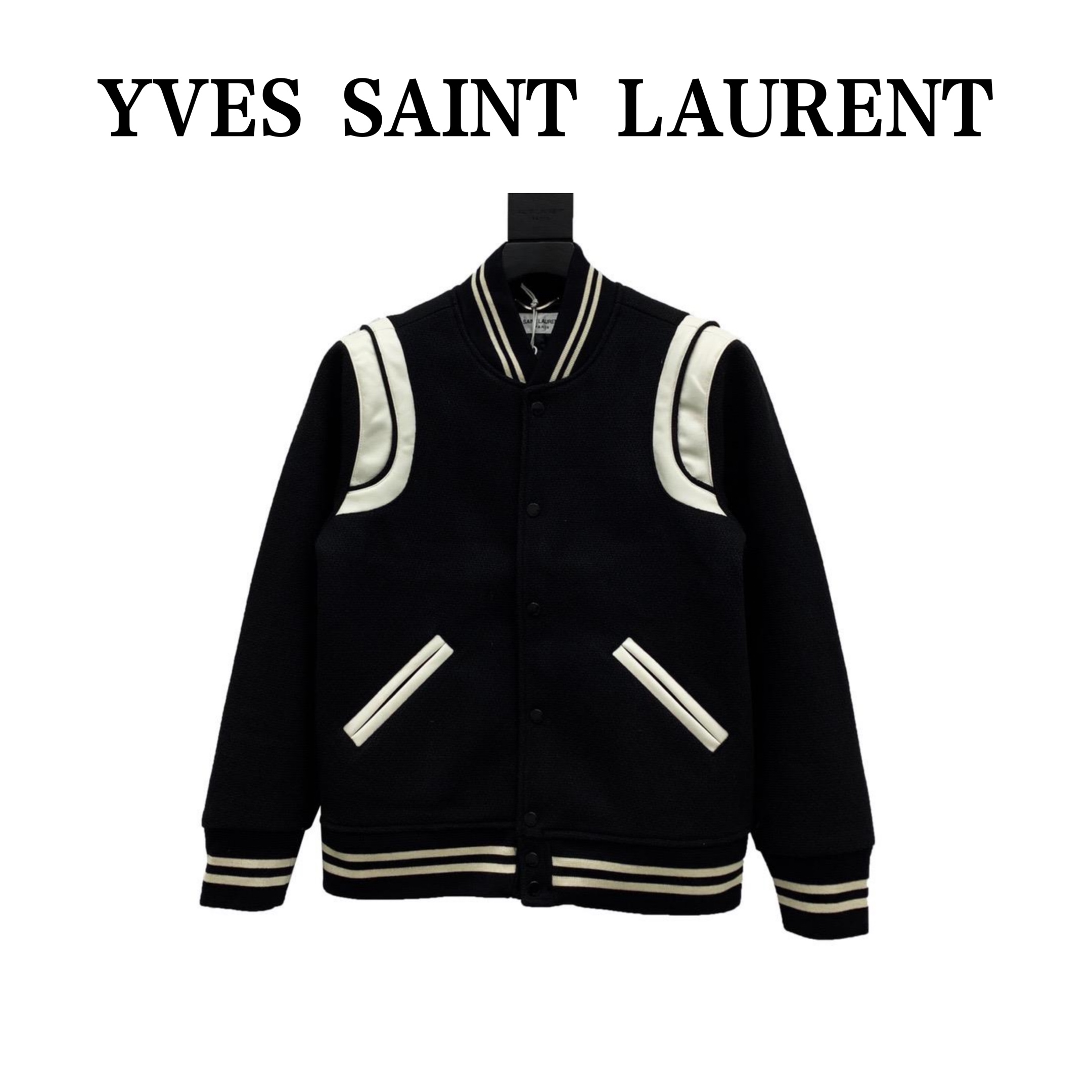 Saint Laurent Paris/圣罗兰 经典拼皮棒球领夹克外套