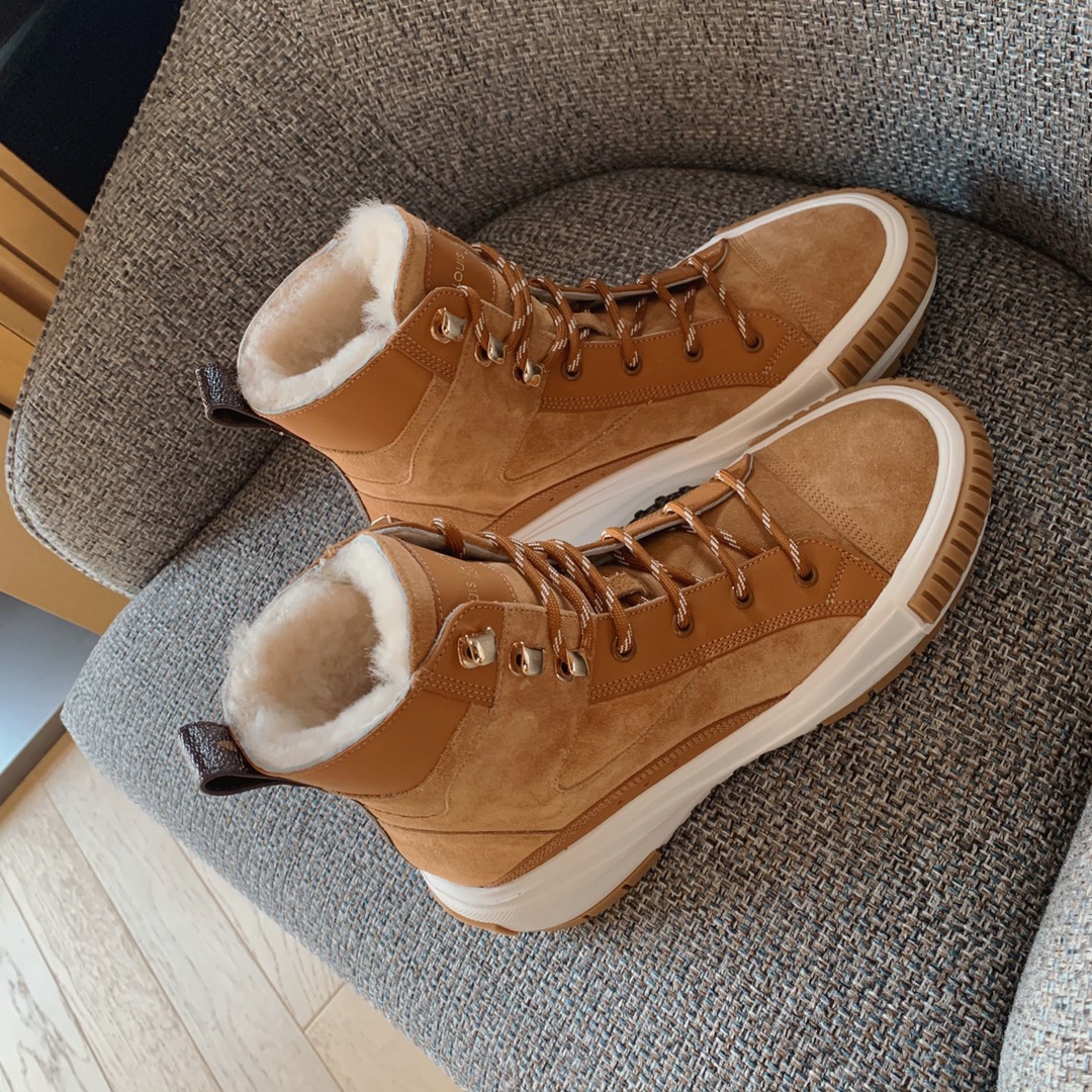 Louis Vuitton Shoes Sneakers Genuine Leather TPU Wool Winter Collection High Tops