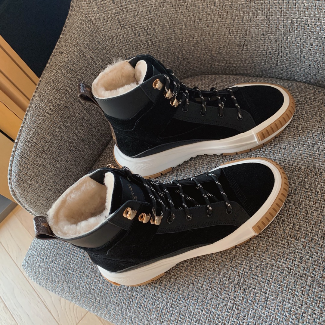 Louis Vuitton Shoes Sneakers Genuine Leather TPU Wool Winter Collection High Tops