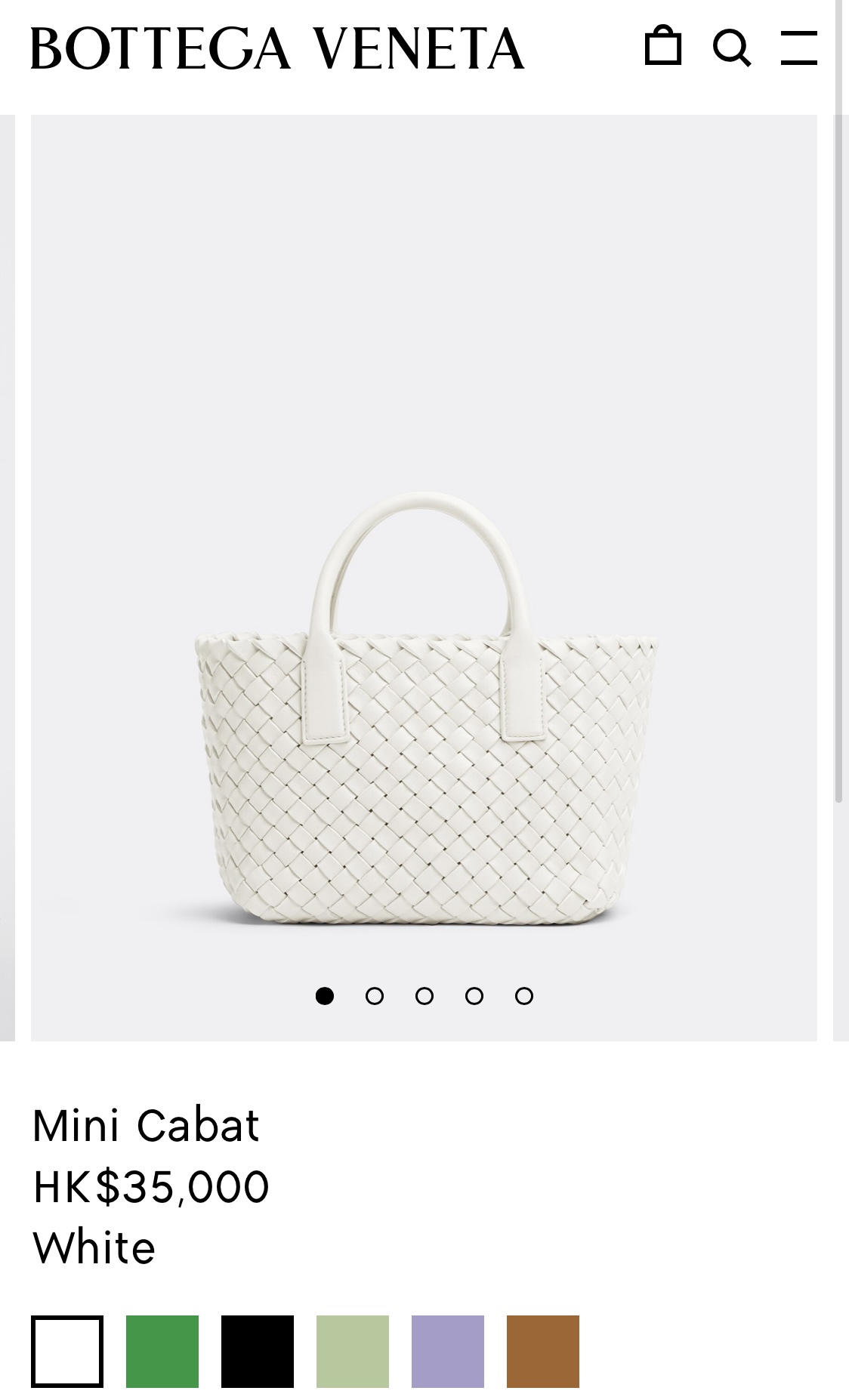 Bottega Veneta MINI CABAT 20CM BAG 709464白色