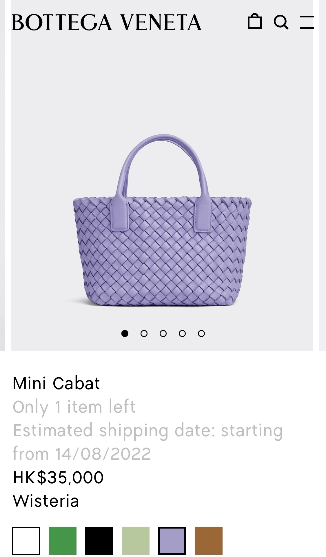 Bottega Veneta MINI CABAT 20CM BAG 709464紫藤色