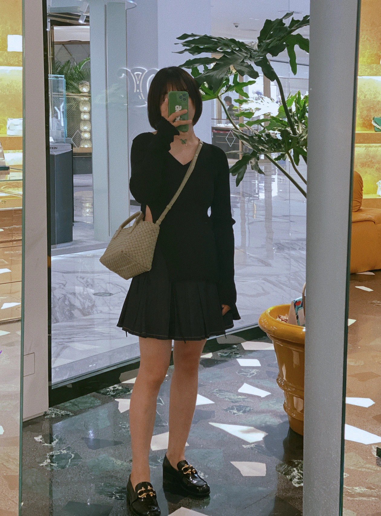 Bottega Veneta MINI CABAT 20CM BAG 709464洞石绿