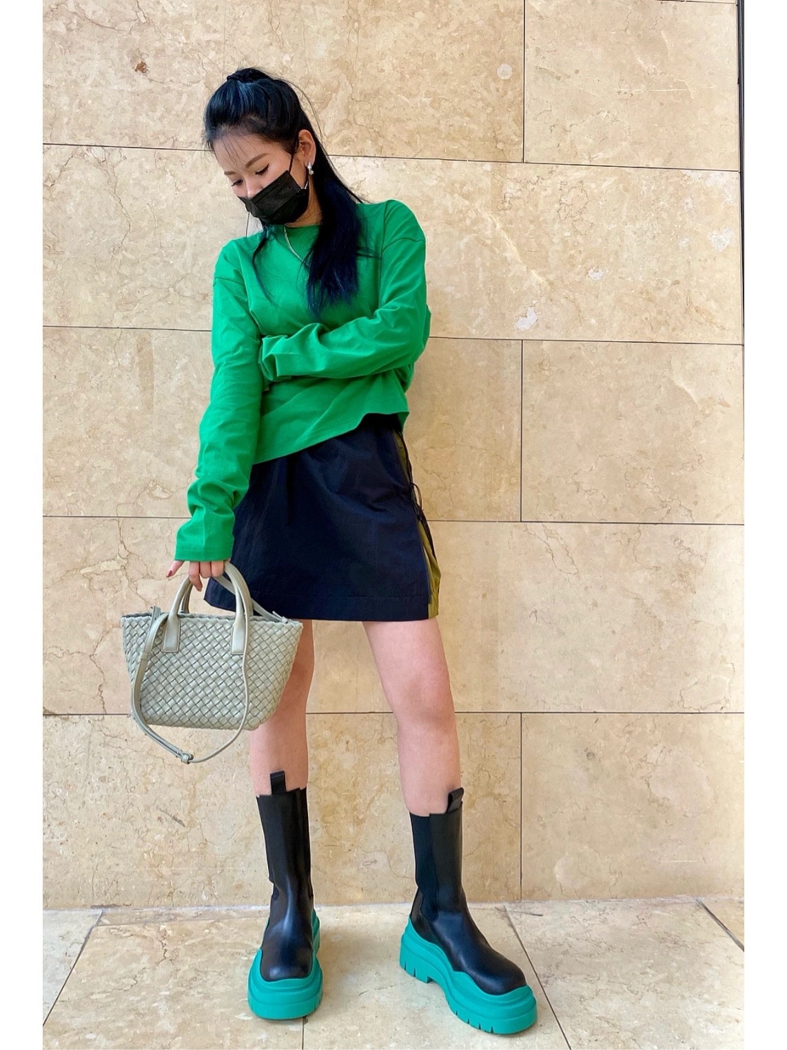 Bottega Veneta MINI CABAT 20CM BAG 709464洞石绿