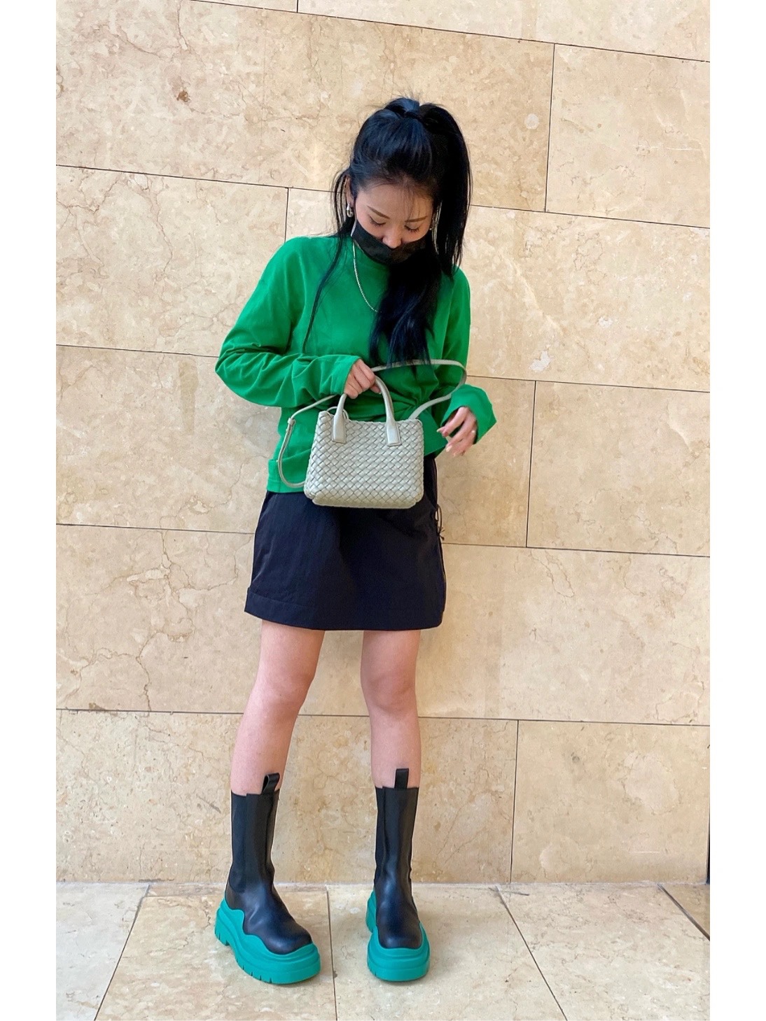 Bottega Veneta MINI CABAT 20CM BAG 709464洞石绿