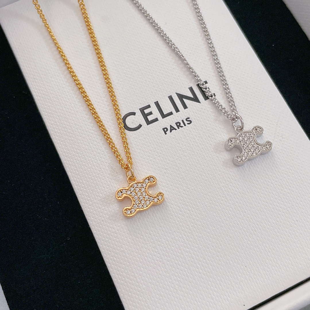 “Z 4950: CNC Carved Logo Hardware, Cel!ne Letter Necklace – Timeless Fashion Series” - 图片 2