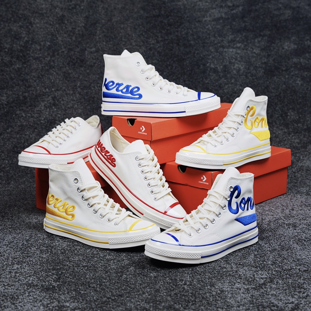 H0  Converse Chuck 70s 电绣字母匡威官方 低帮复古撞色休闲帆布鞋夏日一抹白yyds 学院风十足搭配精致的立体刺绣凸显层次感复古氛围感拉满 搭配起来毫无压力