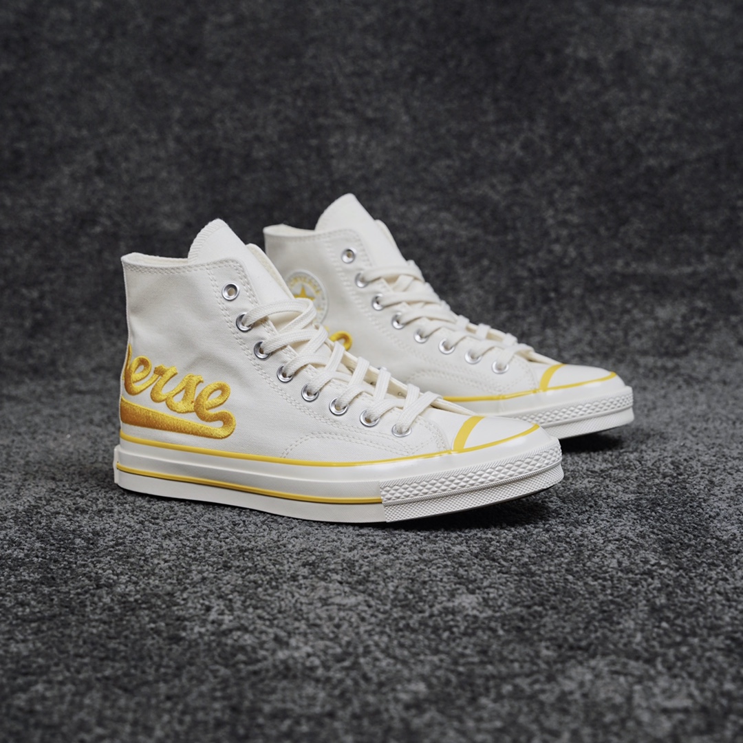 H0  Converse Chuck 70s 电绣字母匡威官方 低帮复古撞色休闲帆布鞋夏日一抹白yyds 学院风十足搭配精致的立体刺绣凸显层次感复古氛围感拉满 搭配起来毫无压力
