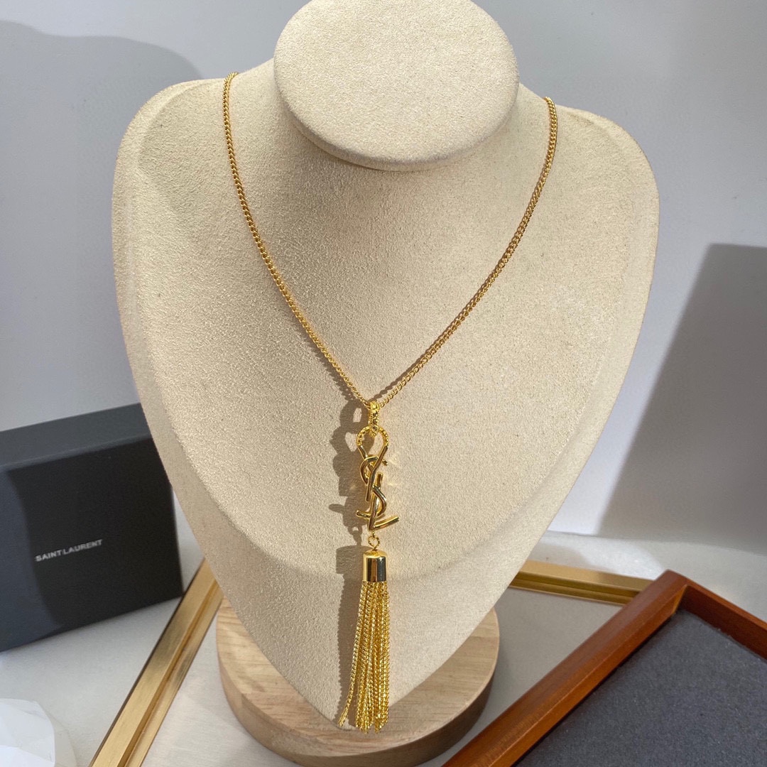 Yves Saint Laurent Jewelry Necklaces & Pendants Top quality Fake
 Yellow Brass Fashion